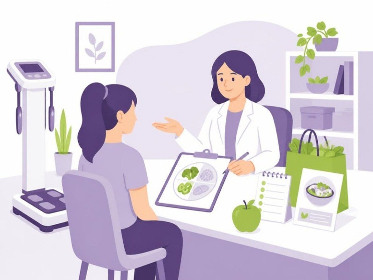 Ilustración de la primera visita y las revisiones en el Centro de Nutrición Pirámide