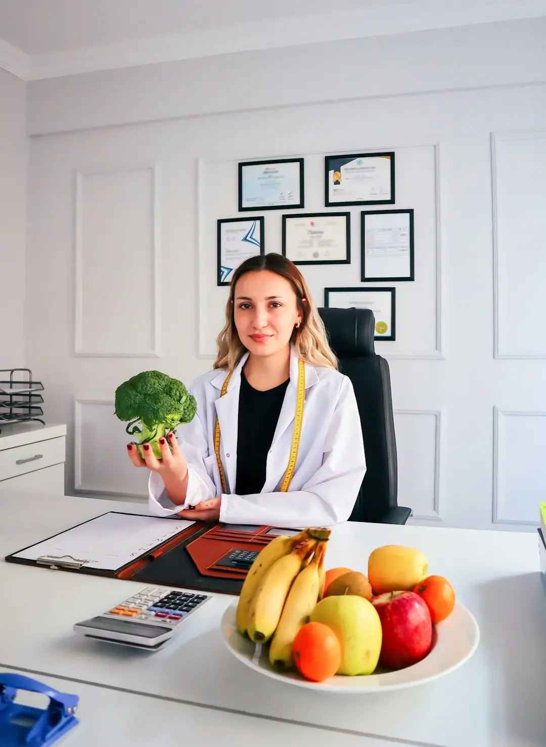 Nutricionista en su consulta